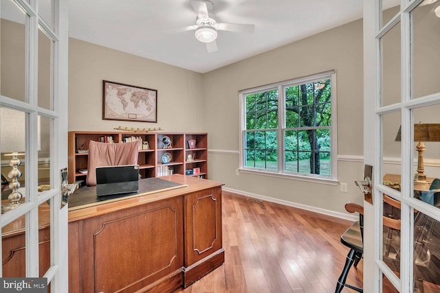 14 Canaday Ct, Belle Mead, NJ 08502 - office area featuring ceiling fan and light wood-style floors
