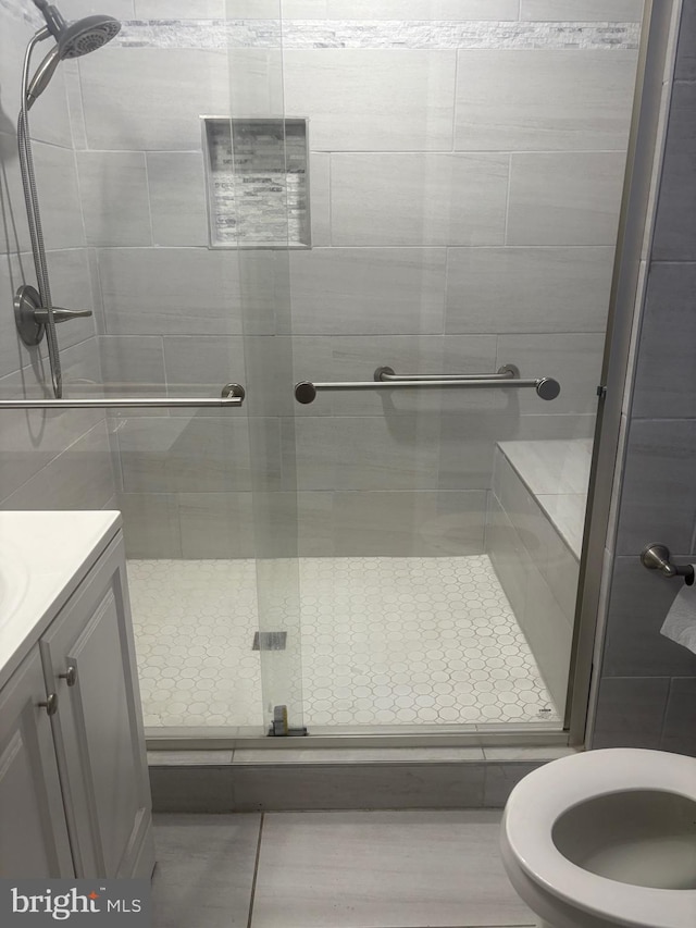 2713 Federal Ln, Bowie, MD 20715 - bathroom with vanity and a shower stall
