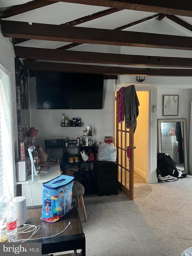 2612 E Somerset St, Philadelphia, PA 19134 - living room with beam ceiling and carpet floors