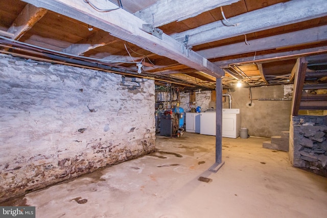 35 Strimples Mill Rd, Stockton, NJ 08559 - unfinished basement with washing machine and dryer and a heating unit