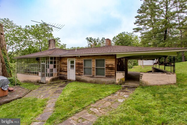 35 Strimples Mill Rd, Stockton, NJ 08559 - view of front of property featuring a chimney, a front lawn, and a shingled roof