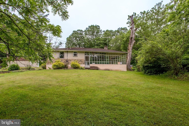 35 Strimples Mill Rd, Stockton, NJ 08559 - back of property with a chimney and a lawn
