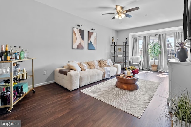 922 S Macon St, Baltimore, MD 21224 - living room featuring a ceiling fan and wood finished floors