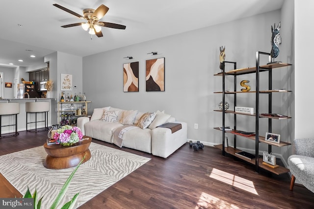 922 S Macon St, Baltimore, MD 21224 - living area with ceiling fan, wood finished floors, and recessed lighting