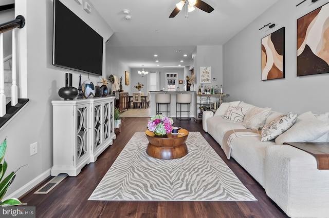 922 S Macon St, Baltimore, MD 21224 - living area featuring ceiling fan, wood finished floors, and recessed lighting