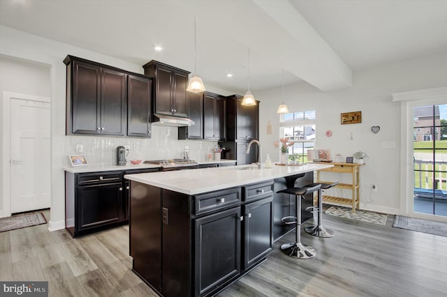 33 Winifred, Hanover, PA 17331 - kitchen with light wood finished floors, stainless steel gas cooktop, under cabinet range hood, light countertops, and recessed lighting