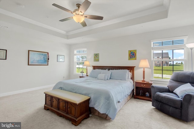 33 Winifred, Hanover, PA 17331 - bedroom featuring a tray ceiling, light colored carpet, and a ceiling fan