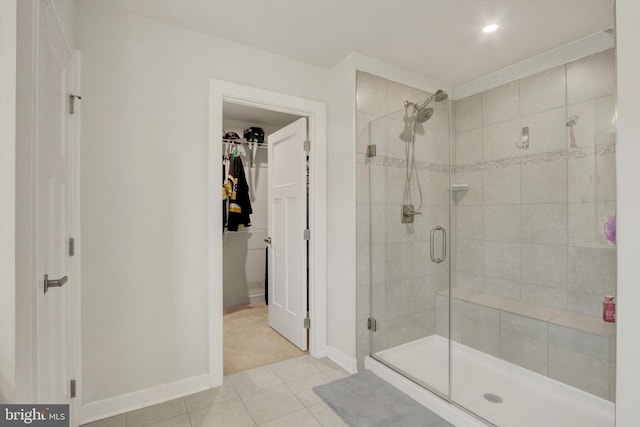 33 Winifred, Hanover, PA 17331 - bathroom with a shower stall, a walk in closet, and tile patterned flooring