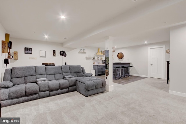 33 Winifred, Hanover, PA 17331 - carpeted living area with a bar and recessed lighting