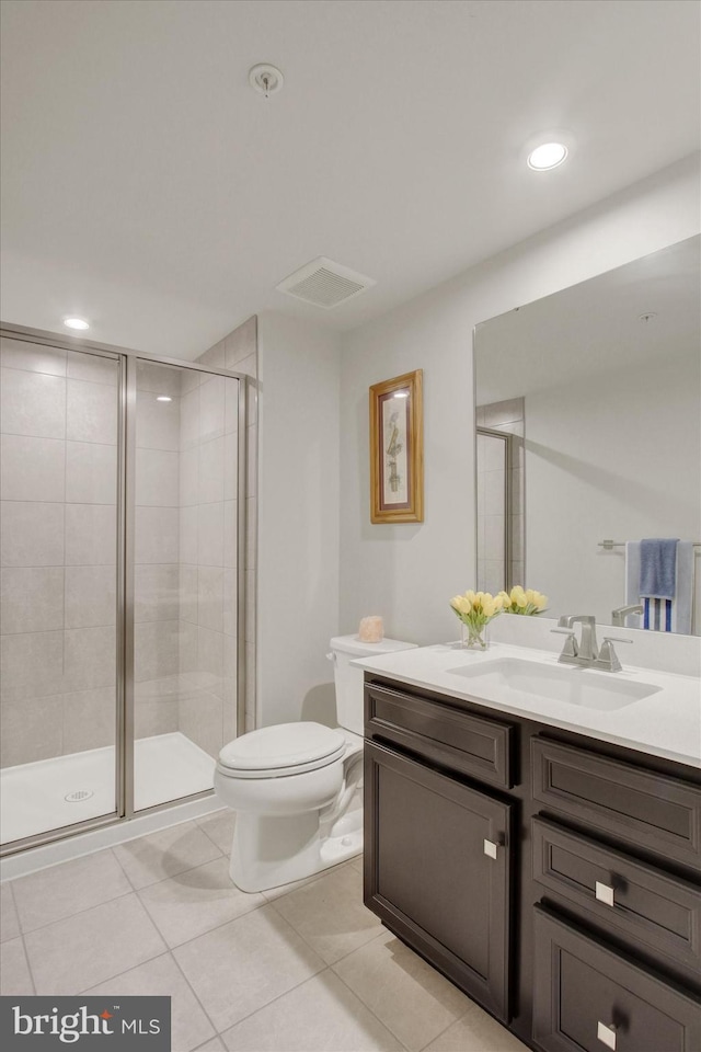 33 Winifred, Hanover, PA 17331 - full bathroom featuring vanity, a shower stall, tile patterned flooring, and recessed lighting