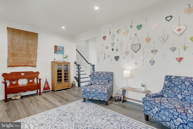33 Winifred, Hanover, PA 17331 - living area featuring wood finished floors, stairs, and recessed lighting