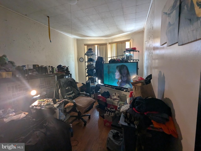 311 Calhoun St, Baltimore, MD 21223 - bedroom with wood finished floors and crown molding