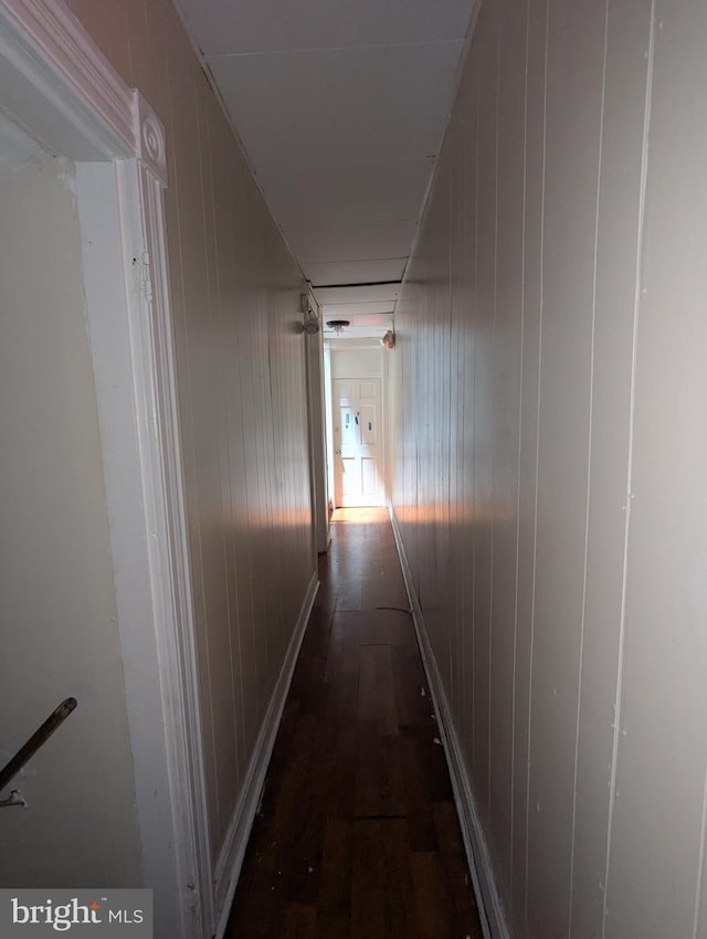 311 Calhoun St, Baltimore, MD 21223 - hallway with hardwood / wood-style flooring and wood walls