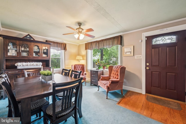1318 Morgan Ave, Cinnaminson, NJ 08077 - dining space featuring a ceiling fan and crown molding