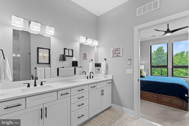 44691 Wellfleet Dr Unit 306, Ashburn, VA 20147 - ensuite bathroom featuring double vanity and ceiling fan