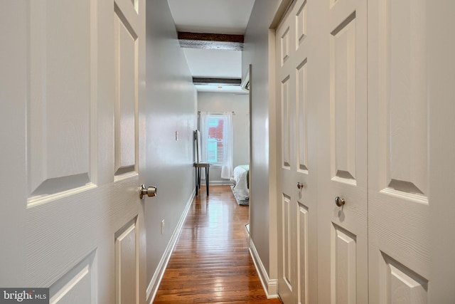 12 S Castle St, Baltimore, MD 21231 - corridor featuring dark wood-type flooring and beamed ceiling