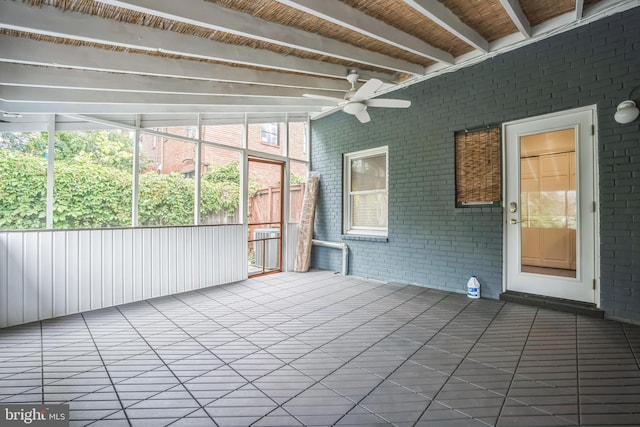 304 S Veitch St, Arlington, VA 22204 - unfurnished sunroom with ceiling fan and beam ceiling