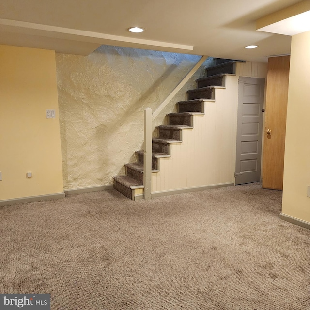 175 Stoneway Ln, Bala Cynwyd, PA 19004 - finished basement featuring stairway, carpet floors, and recessed lighting