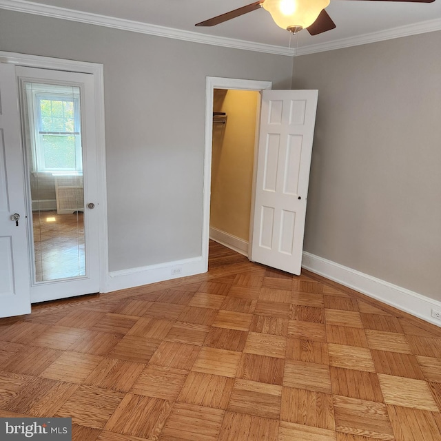 175 Stoneway Ln, Bala Cynwyd, PA 19004 - unfurnished bedroom with ornamental molding and a ceiling fan