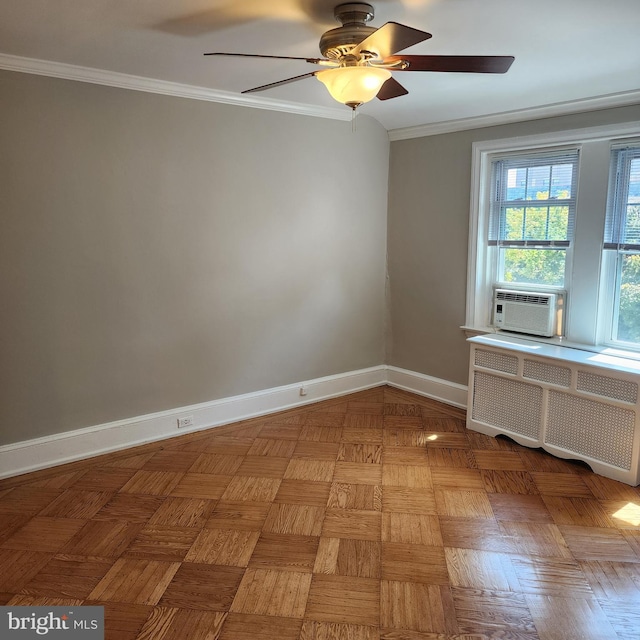 175 Stoneway Ln, Bala Cynwyd, PA 19004 - unfurnished room with radiator, a ceiling fan, crown molding, and cooling unit