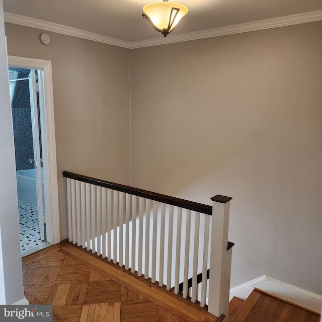 175 Stoneway Ln, Bala Cynwyd, PA 19004 - stairway featuring ornamental molding and baseboards
