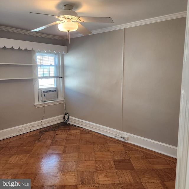 175 Stoneway Ln, Bala Cynwyd, PA 19004 - spare room with cooling unit, crown molding, and ceiling fan