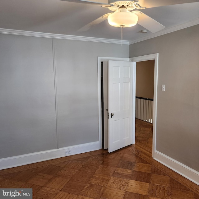 175 Stoneway Ln, Bala Cynwyd, PA 19004 - unfurnished bedroom with crown molding, a closet, and ceiling fan