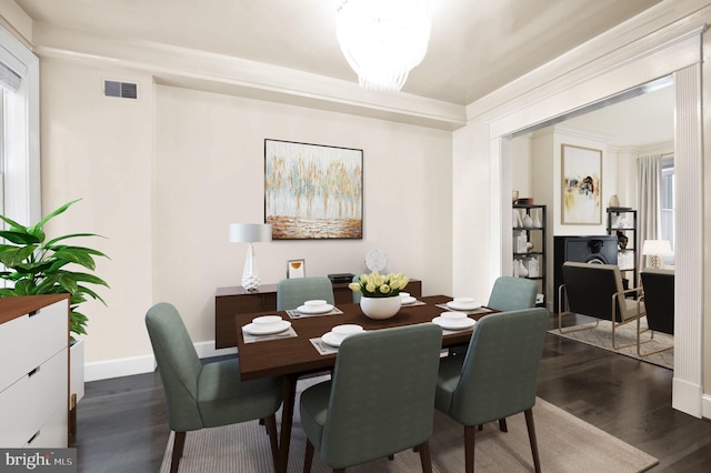1513 Swann St NW, Washington, DC 20009 - dining space with dark wood-style floors and baseboards