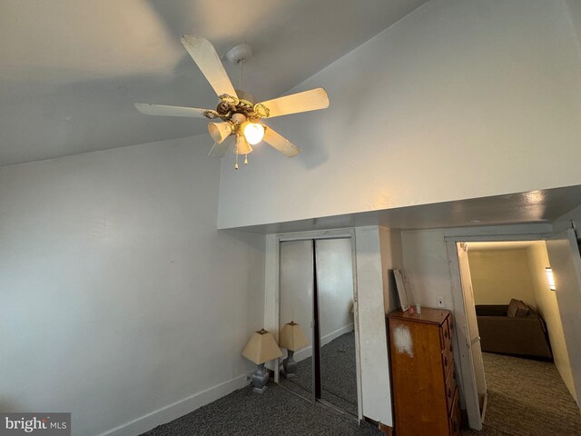 226 E Snyder Ave, Lansford, PA 18232 - unfurnished bedroom with a closet, carpet, a ceiling fan, and high vaulted ceiling
