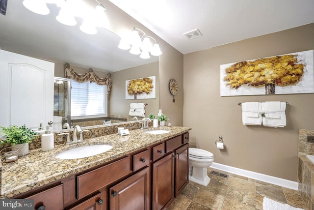 1901 Eamons Way, Annapolis, MD 21401 - bathroom with stone tile flooring, a bath, a shower stall, and double vanity