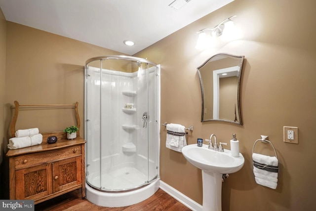 1901 Eamons Way, Annapolis, MD 21401 - bathroom featuring a shower stall and wood finished floors