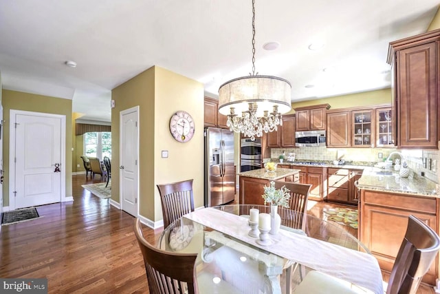 1901 Eamons Way, Annapolis, MD 21401 - dining area featuring dark wood-style flooring and a chandelier