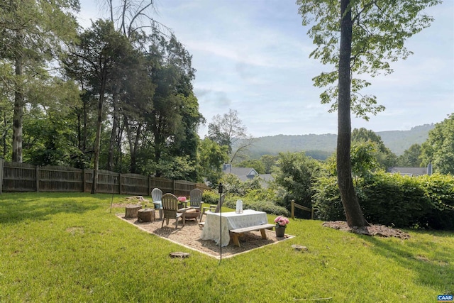 1470 Willow Lake Dr, Charlottesville, VA 22902 - view of yard with an outdoor fire pit and a mountain view