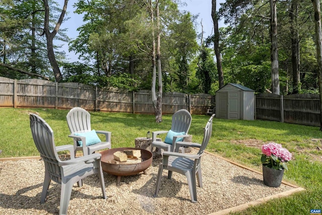 1470 Willow Lake Dr, Charlottesville, VA 22902 - fenced backyard featuring a fire pit and a shed