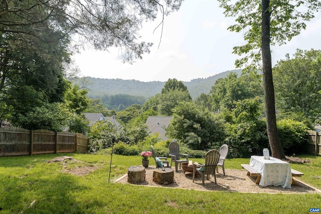 1470 Willow Lake Dr, Charlottesville, VA 22902 - view of yard with an outdoor fire pit and a mountain view
