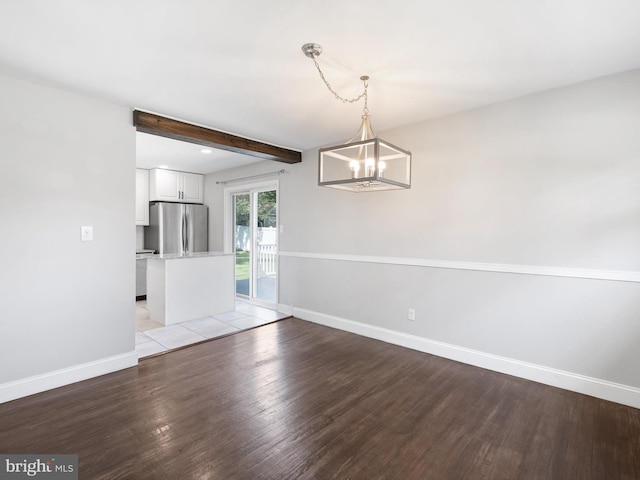 4 Paisley Dr, Wilmington, DE 19808 - unfurnished room with light wood-style floors, a chandelier, and beam ceiling