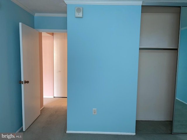 1420 Locust St Unit 20Q, Philadelphia, PA 19102 - unfurnished bedroom featuring carpet, ornamental molding, and a closet