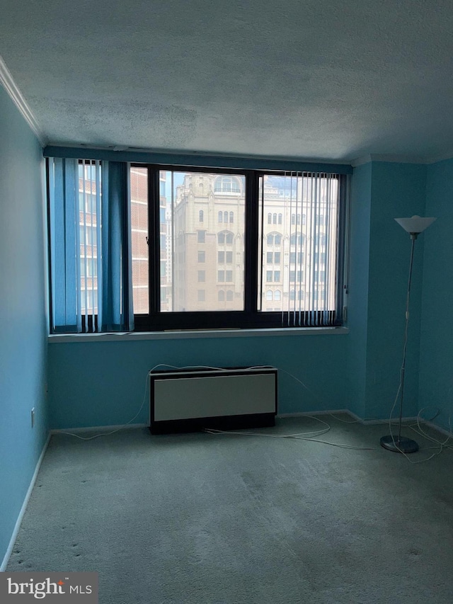 1420 Locust St Unit 20Q, Philadelphia, PA 19102 - carpeted spare room with radiator, a textured ceiling, healthy amount of natural light, and crown molding
