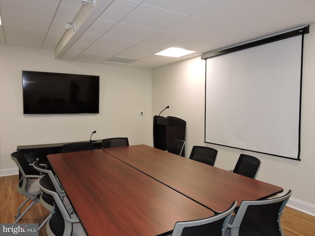 1420 Locust St Unit 20Q, Philadelphia, PA 19102 - home office with wood finished floors and a paneled ceiling
