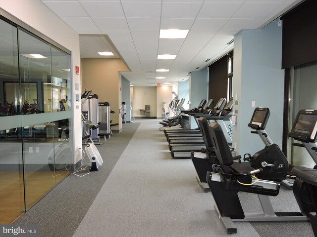 1420 Locust St Unit 20Q, Philadelphia, PA 19102 - exercise room with a paneled ceiling