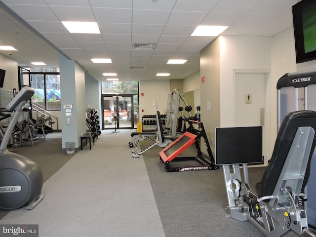1420 Locust St Unit 20Q, Philadelphia, PA 19102 - gym featuring a paneled ceiling