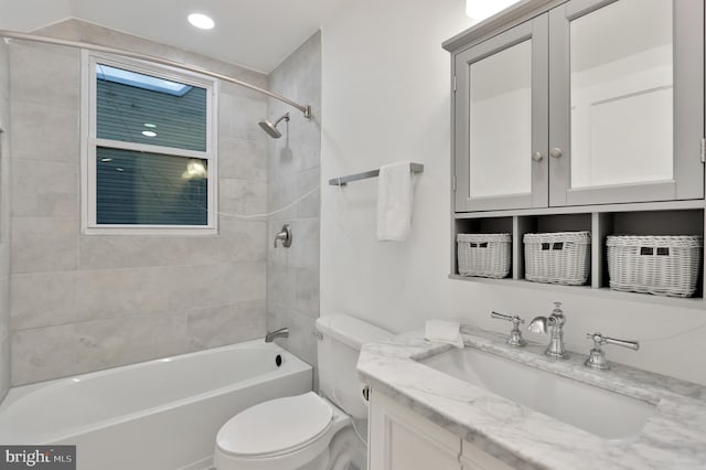 1133 46th St SE, Washington, DC 20019 - full bathroom with vanity, shower / bath combination, and recessed lighting