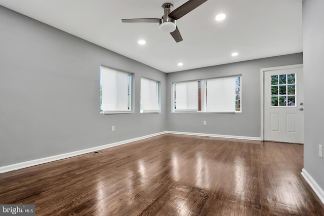 1133 46th St SE, Washington, DC 20019 - unfurnished room featuring a ceiling fan, wood finished floors, and recessed lighting