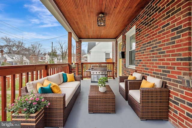 1133 46th St SE, Washington, DC 20019 - wooden terrace featuring grilling area and an outdoor hangout area