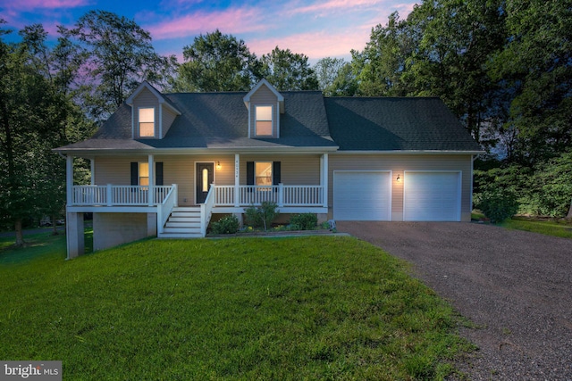 40534 Miss Ettas Way, Leonardtown, MD 20650 - new england style home with covered porch, a garage, driveway, and a lawn