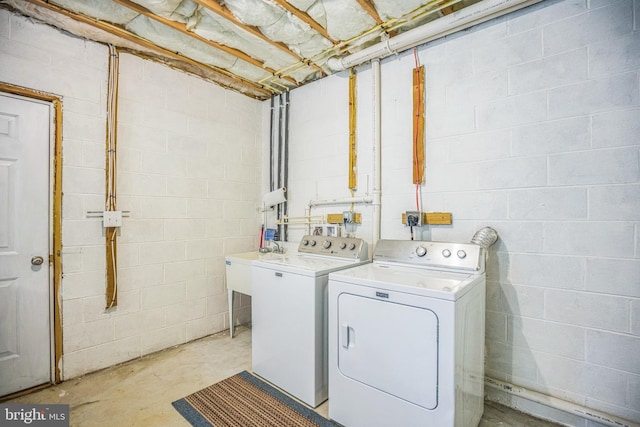 40534 Miss Ettas Way, Leonardtown, MD 20650 - washroom featuring independent washer and dryer and concrete block wall