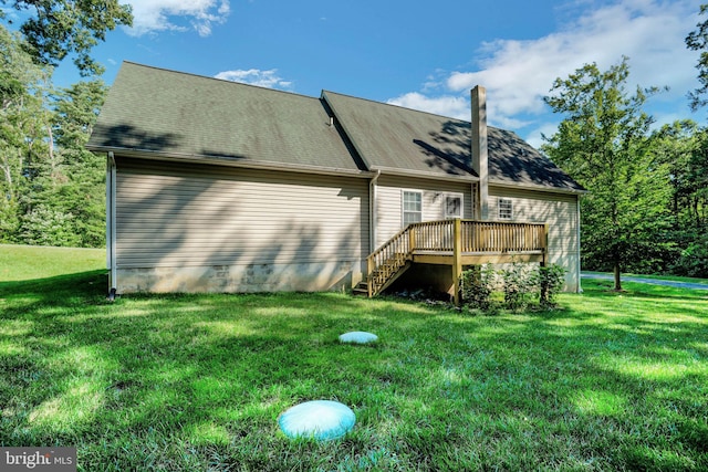 40534 Miss Ettas Way, Leonardtown, MD 20650 - rear view of house with a deck, a lawn, and stairs
