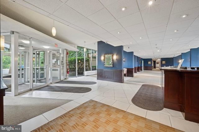 1030 E Lancaster Ave Unit 806, Bryn Mawr, PA 19010 - lobby with a drop ceiling, floor to ceiling windows, and recessed lighting