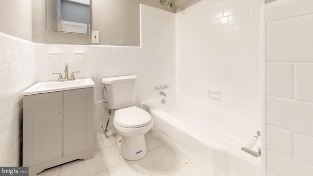 1126 Gleneagle Rd, Baltimore, MD 21239 - bathroom with vanity, shower / tub combination, tile walls, and tile patterned flooring