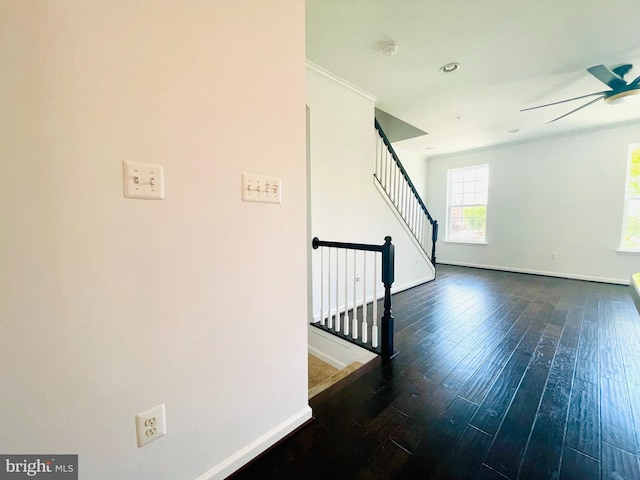 7120 Beaumont Pl, Hanover, MD 21076 - unfurnished room with ceiling fan, wood finished floors, stairway, and recessed lighting
